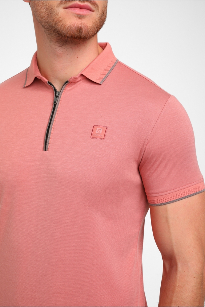 PREMIUM ZIPPER POLO 235920 SUNSET RED
